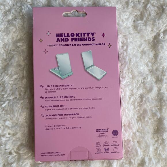 Hello Kitty & Friends Pink Vacay Touchup 2.0 LED Compact Mirror Rechargeable NEW - Picture 8 of 10